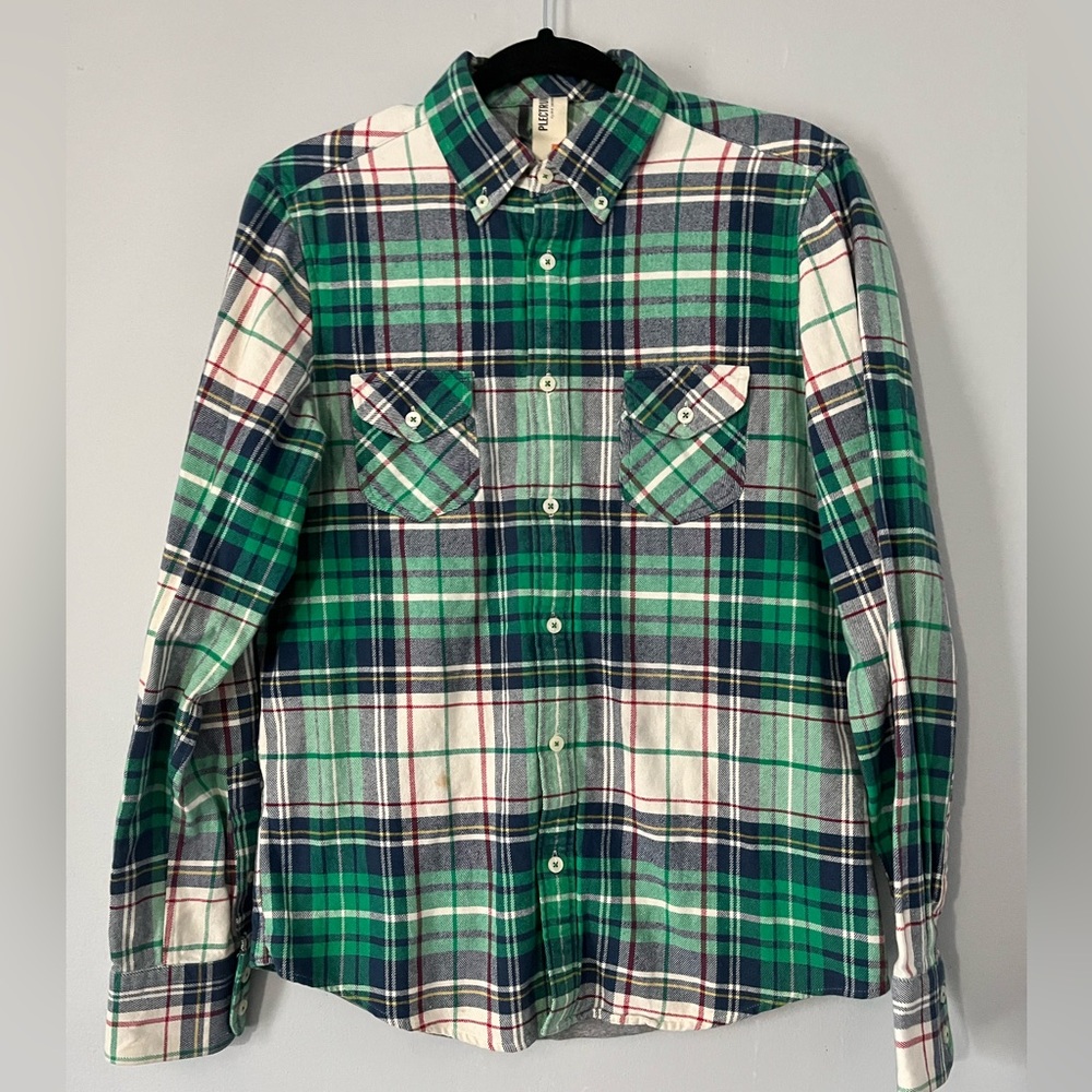 Plectrum by Ben Sherman Green Plaid Flannel With Lining size small